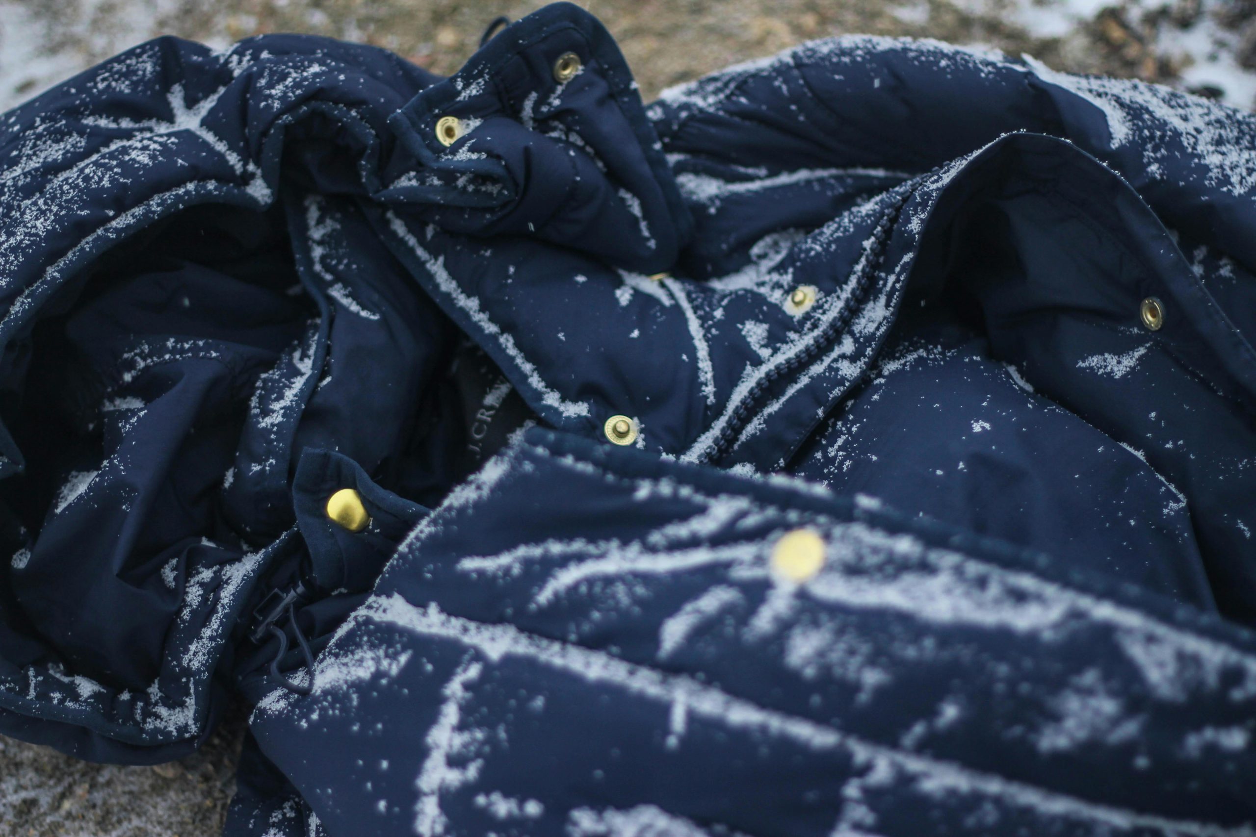 dirty down jacket close up